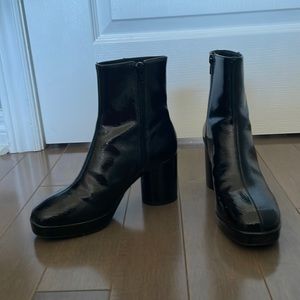 H&M black patent leather platform GoGo boots size 5.5 or 36